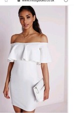Missguided Crepe Frill Bodycon White Dress size 12 New without tags.
