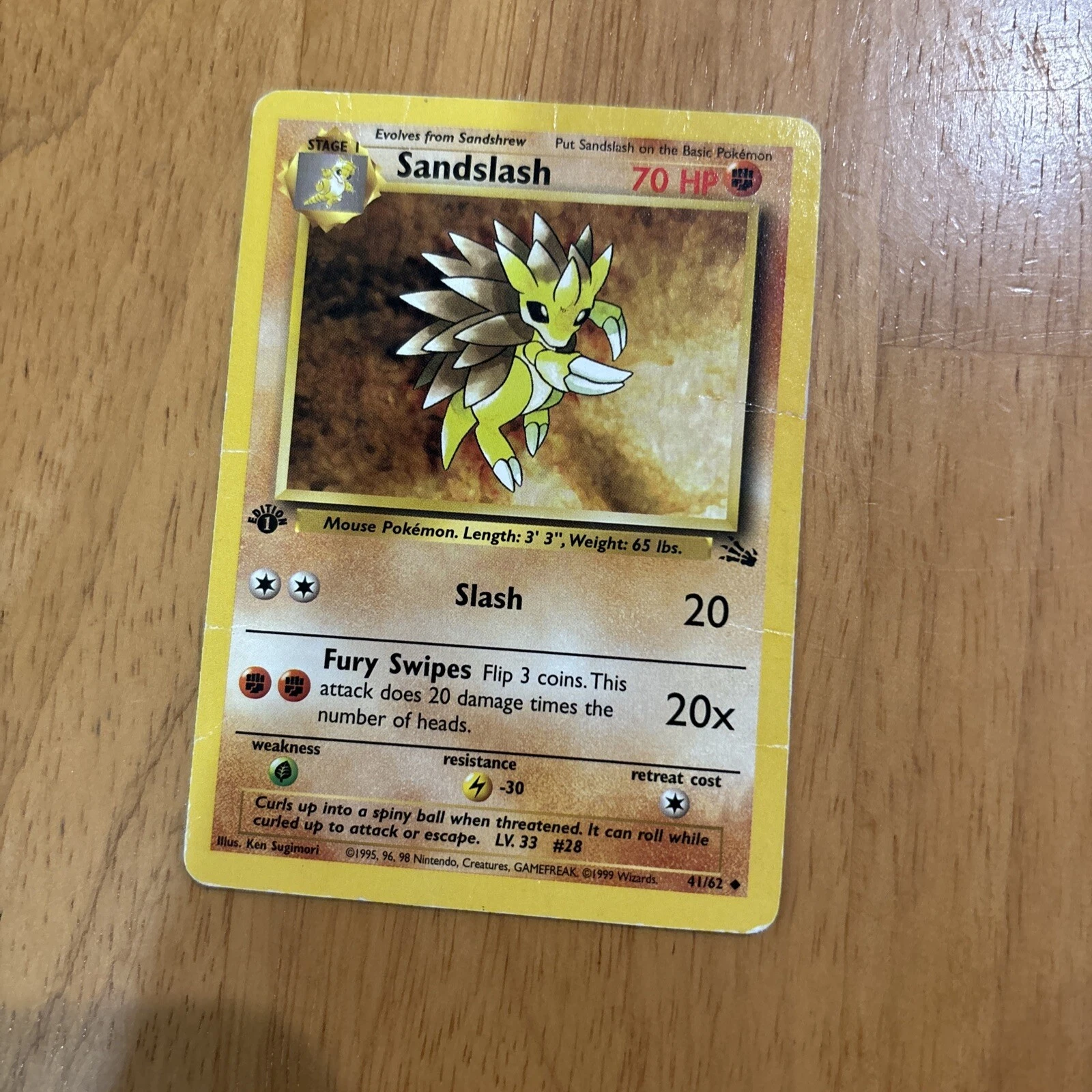 Pokemon TCG Fossil #41/62 Sandslash 1st Edition NM
