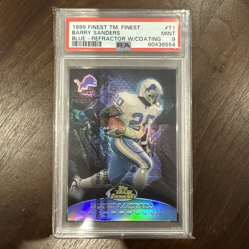 Barry Sanders [Blue Refractor w/ Coating] #T1 1999 Topps Finest Team card
