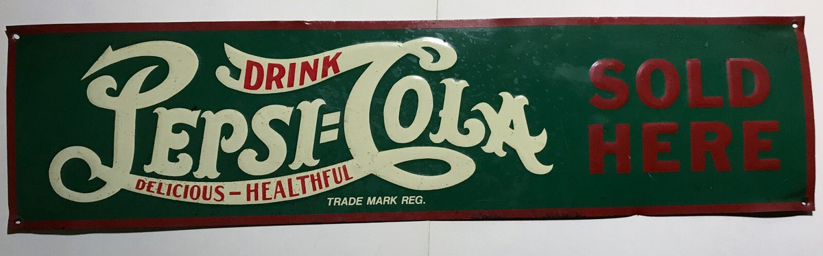 PEPSI ペプシ　sold here 看板　レア Vintage Drink Pepsi Cola Sold Here Embossed Tin Sign | eBay