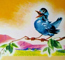 Blue Bird Country Farm Mountain 1940's Vegetable Fruit Crate Label Louis Roesch