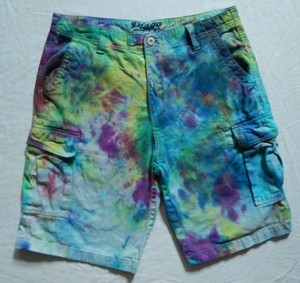 Tie Dye Azul Arco Iris Pantalones Cortos Camuflados W 36 Hecho A