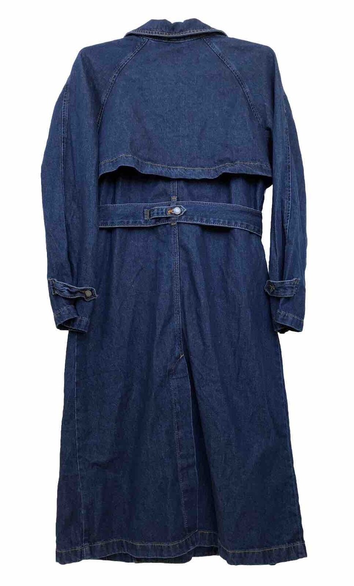 Women's Denim Trench Coat - Universal Thread Dark Wash S Mid