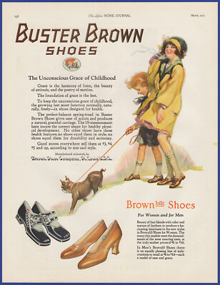 Vintage 1925 BUSTER BROWN SHOES Kids Children's Fashion Art