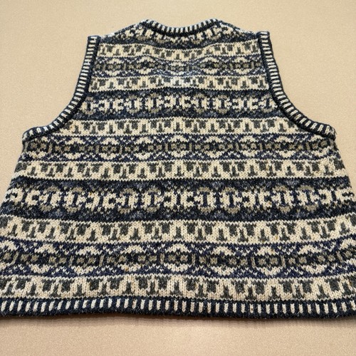 St. John's Bay Womens X-Large Wool Blend Zip Knit Sweater Vest Folk Nordic - Picture 6 of 10
