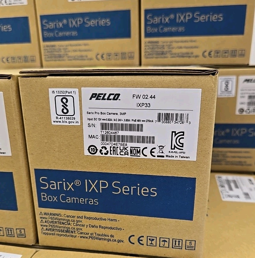 Pelco Sarix IXP33 3MP Professional Indoor Network Box Camera, MJPEG (No Lens)