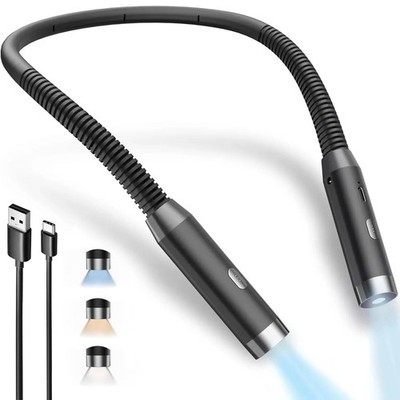 LED Neck Reading Light, 3-Color & 3-Brightness Adjustable Bendable Neck Light...