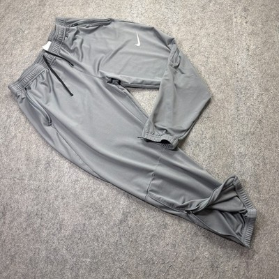 Nike Essential Running Pants Mens L Gray 27'' Knit Gym Stretch Ankle Zip