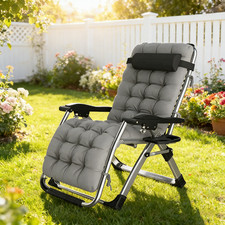 Poltrona Relax Pieghevole | Sedia da Campeggio Esterno con Poggiatesta e Portabevande