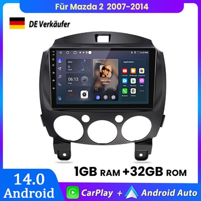 Für Mazda 2 2007-2014 Carplay Android 14 Autoradio GPS NAVI BT WIFI SWC DSP DAB+