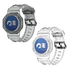 2 Pack Medallion Holder Bracelet for Princess Cruise, Crystal Clear Waterproo...