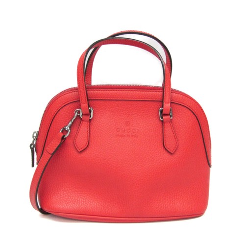 Gucci 341504 Leather Shoulder Handbag Red Italy