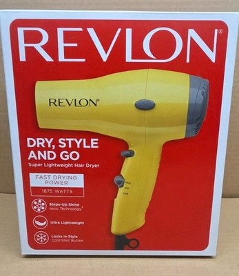 Revlon Dry, Style And Go Hair Dryer 1875 W - Fast Drying Power - Yellow  Nib