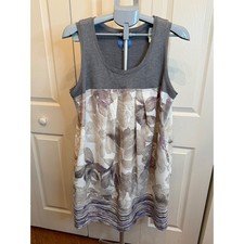 Simply Vera Vera Wang Women's Sleeveless Tank Dress Floral Pleated Hem Size M