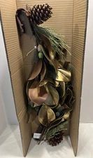 NEW! Frontgate Christmas Holiday Chairback Swag Metallic Magnolia Set Of 2 NIB