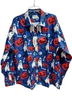 Tunevuse Men's Halloween Long Sleeve Shirt XXL Purple Jack O'Lantern Ghosts Bats