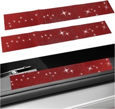 2PCS Car Door Edge Entry Guard, Bling Rhinestone Anti-Collision Adhesive Red