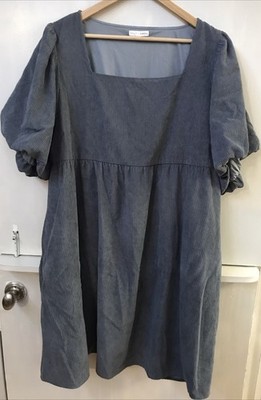 Baltic Born Women's Gray Corduroy Felipa Puff Sleeve Mini Dress Size 2XL |  eBay