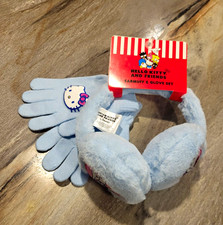 Hello Kitty and Friends Blue Faux Fur Knit Earmuffs Gloves Set One Size
