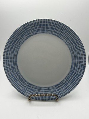 Set of 7 Arzberg Form 2000 Bread & Butter Plate Blue Grid Vtg German Porcelain