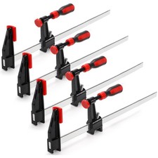 Bar Clamps 4 Pack 12 Inch One Handed Steel F Clamp Quick Release Woodworking