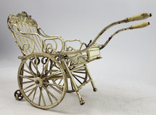 Poussette de poupée Märklin à roues L : 25 cm ancienne peinte à la main...