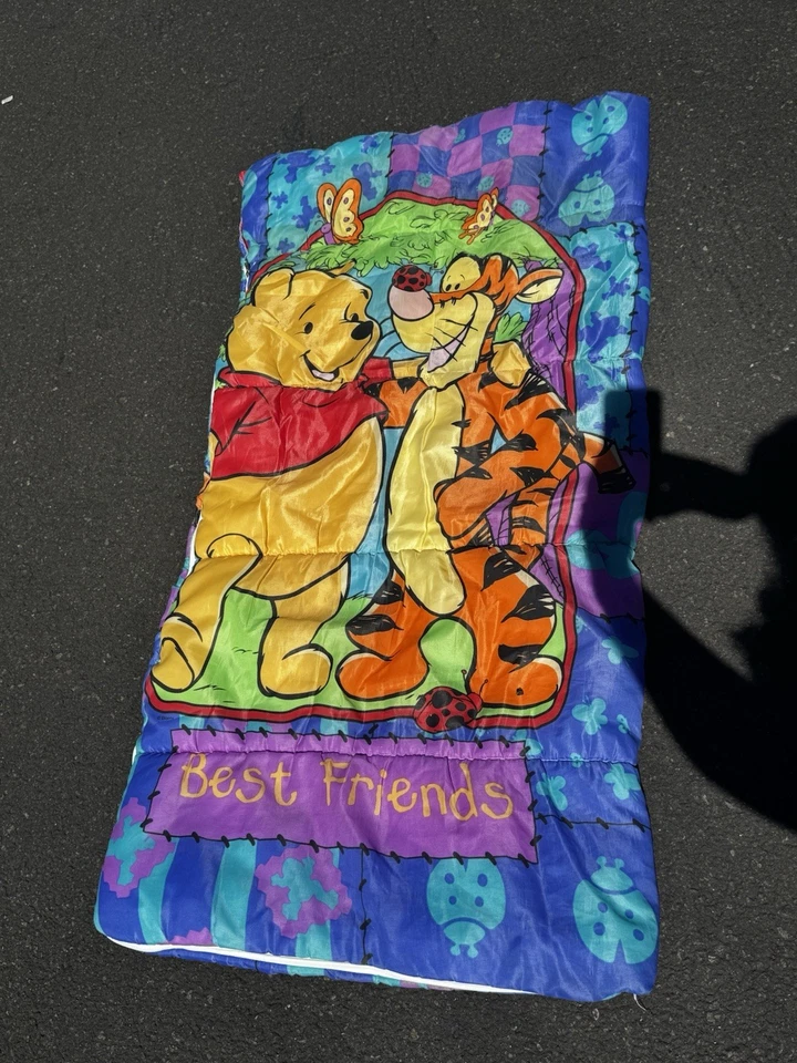 Vintage Disney Winnie the Pooh. sacos de dormir infantis dos anos 90 tamanho (30x57) acampamento - Imagem 2 de 2
