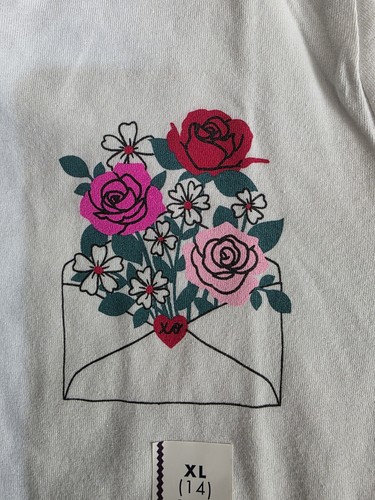 Girls Short Sleeve Rose Letter Graphic T-Shirt - Cat & Jack Cream XL(14) - Picture 4 of 6