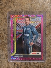 2025 Topps Chrome F1 Fernando Alonso #9 Pink Checker Refractor Portrait /250