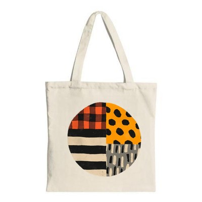 Stylish Canvas Tote Bag with Unique Four - Section Design: Red Black Check Orang