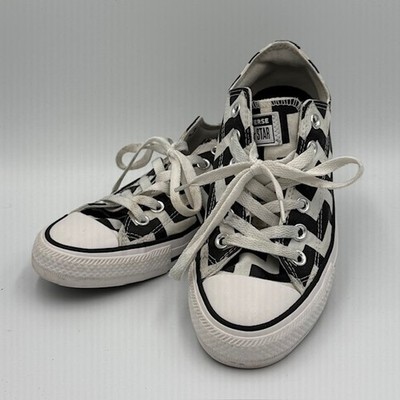 Converse Chuck Taylor All Star Low Top Black White Zigzag Sneakers Women's 7.5