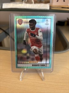 2020-21 Topps Merlin Collection Chrome UCL Bukayo Saka #69 Aqua Prism Refractor