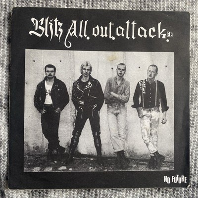 BLITZ .  All Out Attack EP 7'' White Label 2nd Press WRITING ON LABELS SEE PICS 