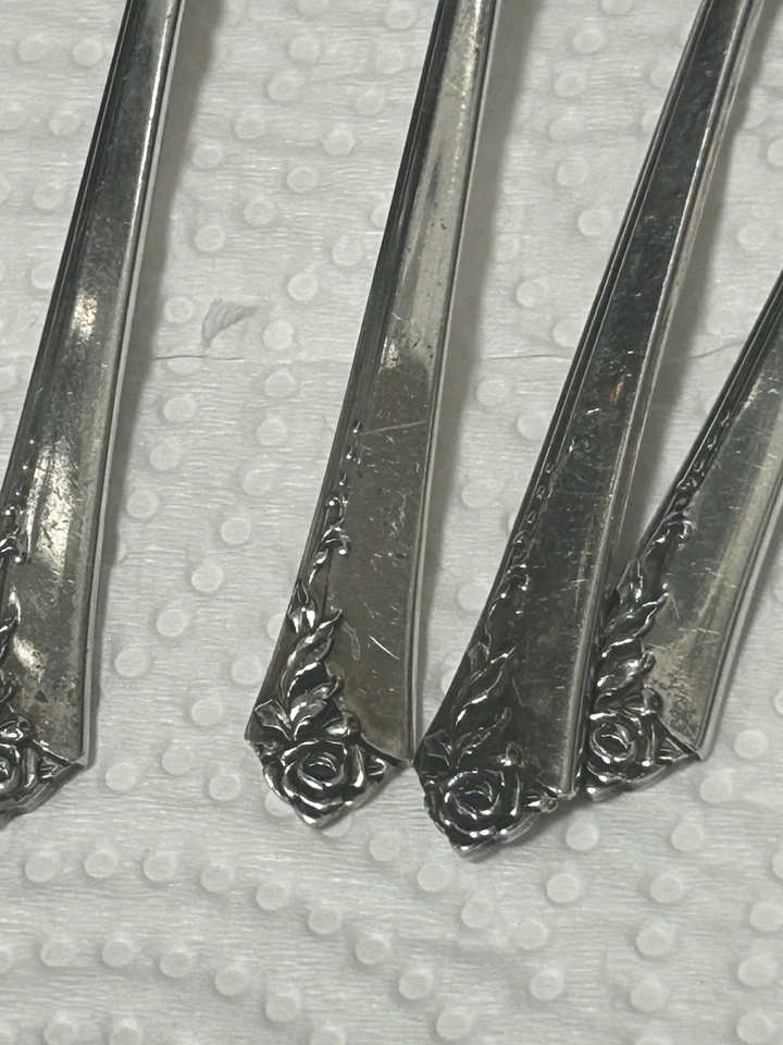 Heirloom Sterling “Damask Rose”spoons – Set of 9 – Solid Sterling Silver - Image 3 of 4