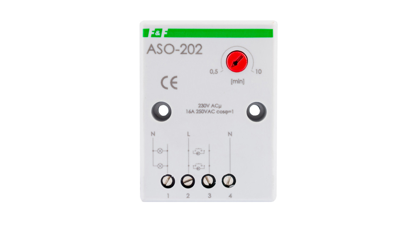 Staircase timer with anti-blocking 16A 0.5-10min 230V AC ASO-202