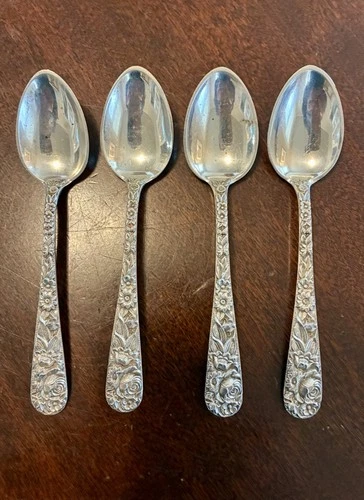 Antique S.Kirk & Son Sterling Silver Demitasse Spoons Set of Four