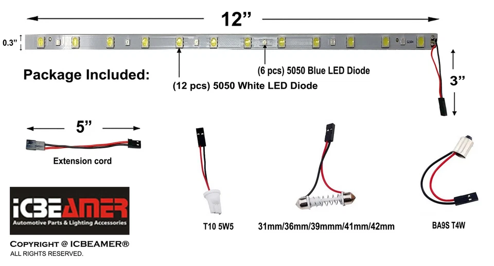 Tira LED Interior Brillante Color Cambiable Azul a Blanco Iluminación Carga J35 Foto 3 de 4