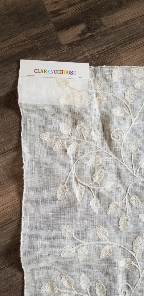 Clarence House Fabric Remnant Swatch Climbing Vine Eggshell 100% Linen Craft Sew - Image 2 of 4