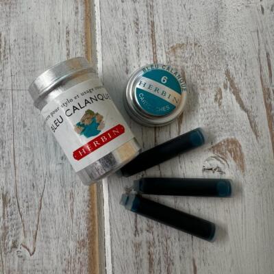 J Herbin Writing Ink Cartridges - Bleu Calanque (Pack of 6)