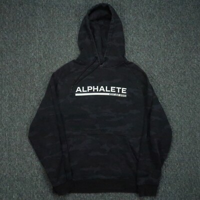 Alphalete Hoodie Mens Medium Blue Camo Pullover Pockets Hooded Performance 