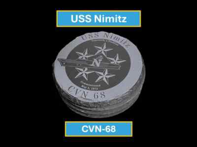 USS Nimitz CVN 68 Slate Coaster Set (of 4) US Navy Aircraft Carrier