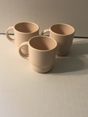 Vintage Tupperware Set Of 3 Stackable Coffee Tea Mugs #2224A Ivory Rose Pink
