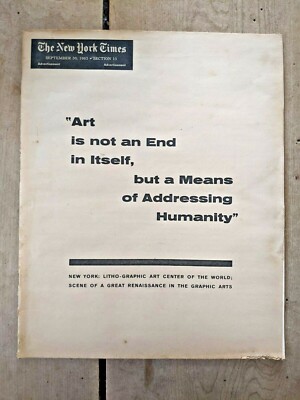 The New York Times September 30, 1962, Section 11 Lithographic Art Center