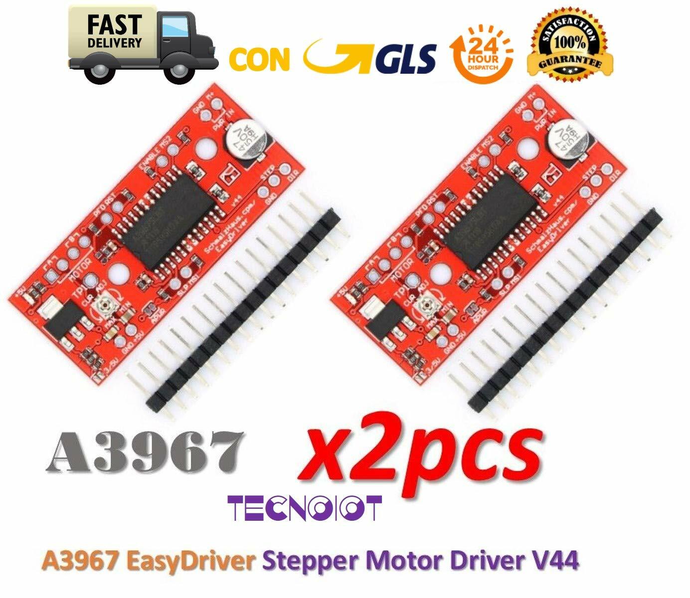 TECNOIOT 2pcs A3967 EasyDriver Stepper Motor Driver V44 Development Board (a8G)