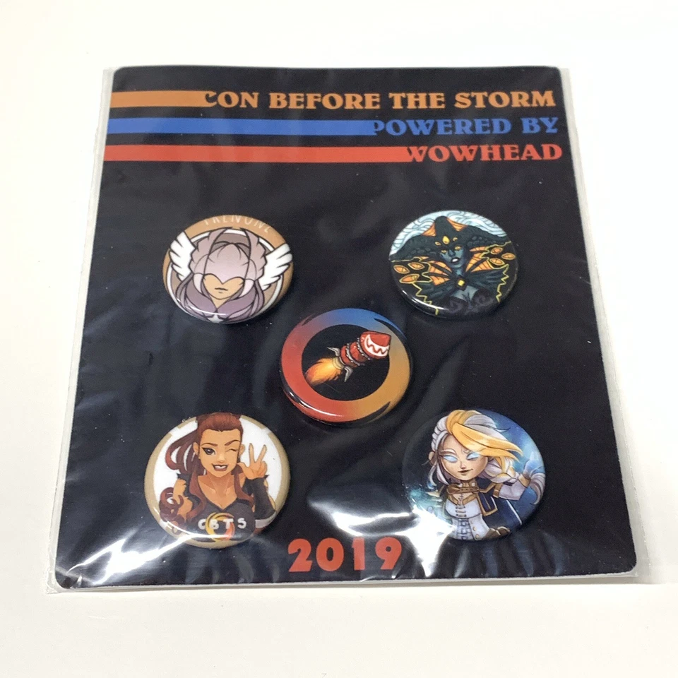 RARE Wowhead Party Button Badge Set 2019 Blizzcon Warcraft Blizzard + Sticker - Image 2 of 3