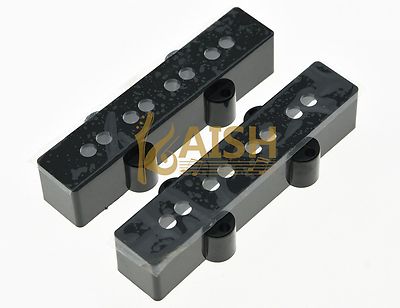 Pair of Black Bass Pickup Covers Neck/Bridge for 4 String Jazz Bass J Bass