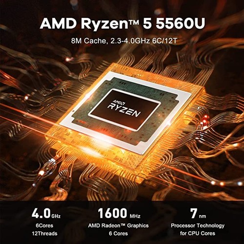 Beelink Mini PC W11 Pro,AMD Ryzen 5 5560U Mini Computer 16GB DDR4