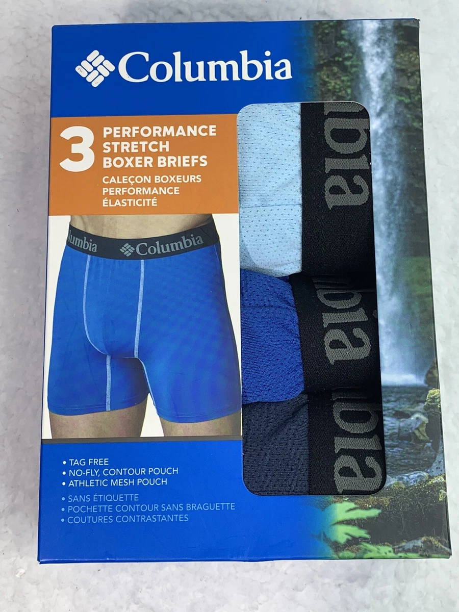 Columbia Men's Boxer Briefs Small 3 Pack Performance Stretch Mesh Underwear  Blue