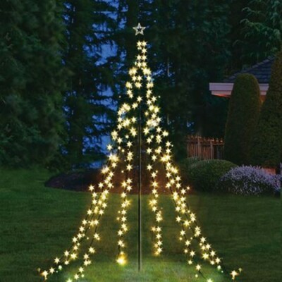 400 LED Lichterpyramide 4 Meter Weihnachtsdeko Lichterkette Beleuchtung Stern