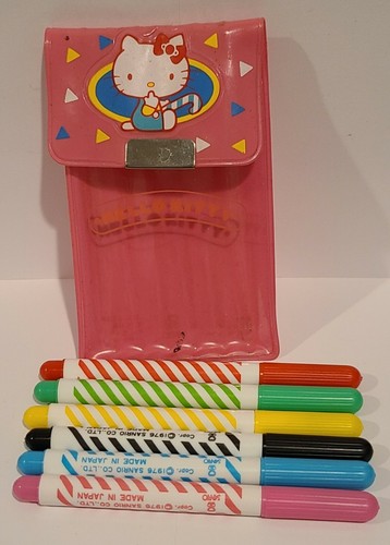 Vtg 1976 Sanrio Hello Kitty Set of (6) Markers – Made in Japan – ALL WORKING! - Picture 3 of 4
